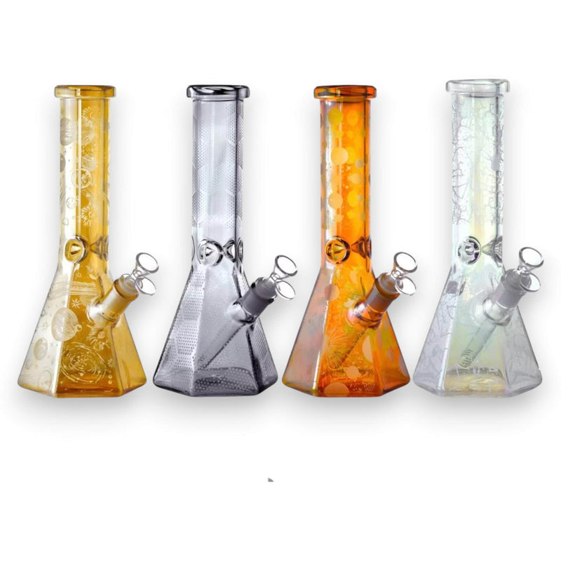 12" Pink Glass Recycler Water Pipe