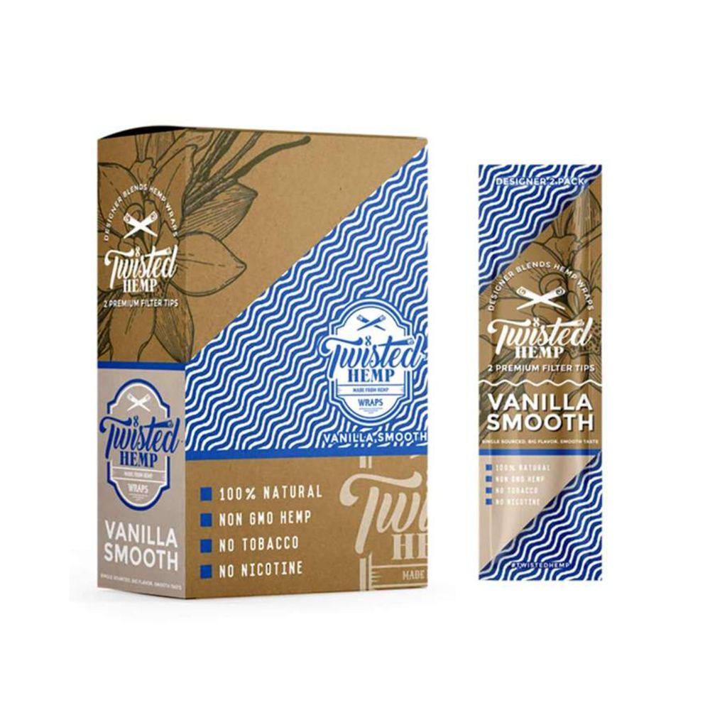Twisted Hemp Wraps 2 Pack W/ Tips Vanilla Smooth