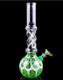 Stoned Glass Water Pipe Cylinder Base Twist Top 10"