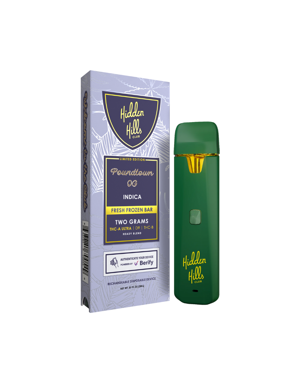 Hidden Hills Fresh Frozen Bar THCA Thcb D9 Disposable 2G