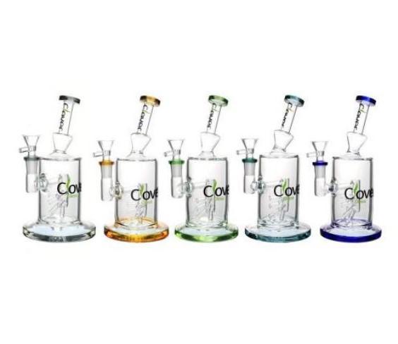 Clover Glass 8.5" Slanted Neck Ribcage Perc Waterpipe