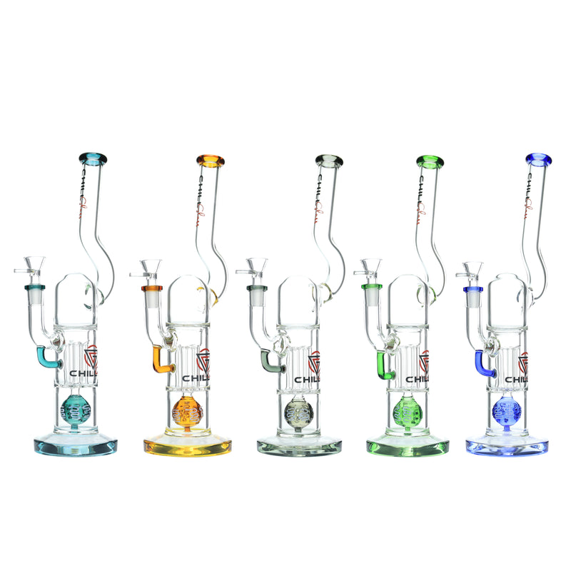 Chill Glass 15" Dual Color Inline Perc Water Pipe (Fm1515)