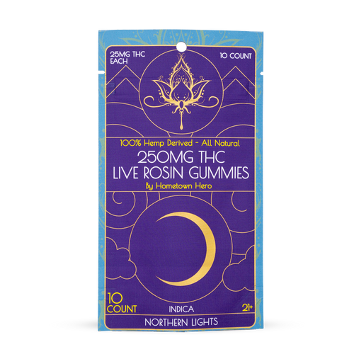 HOMETOWN HERO LIVE ROSIN DELTA 9 GUMMIES 250MG