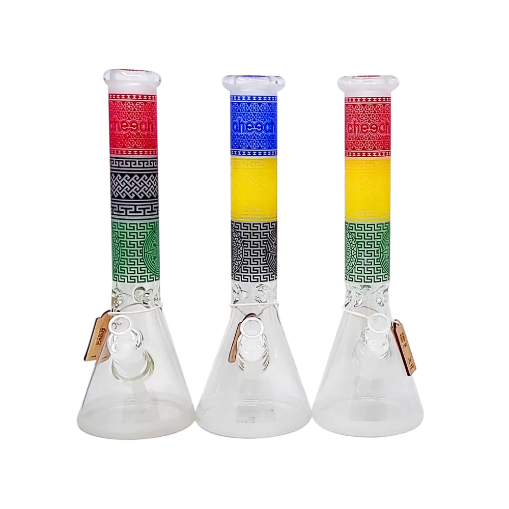 Cheech Glass 13" Sand Blasted Color Pattern Water Pipe