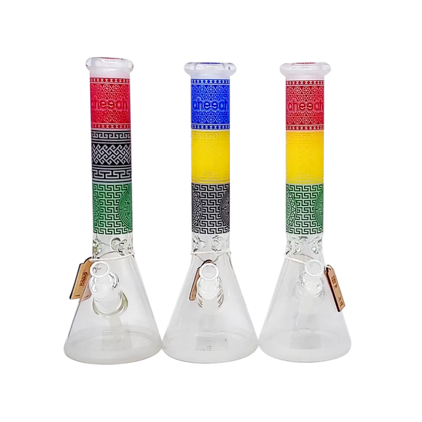 Cheech Glass 13" Sand Blasted Color Pattern Water Pipe