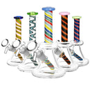 6" Assorted Candy Cane Neck Downstem Flat Bell Beaker Water Pipe