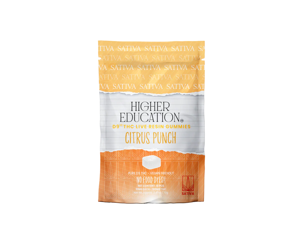 HIGHER EDUCATION D9 LIVE RESIN GUMMIES 100MG (10CT)