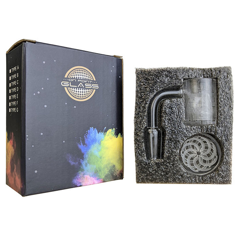 On Point Glass 25Mm Flat Top Etched Quartz Banger Cyclone Box Set