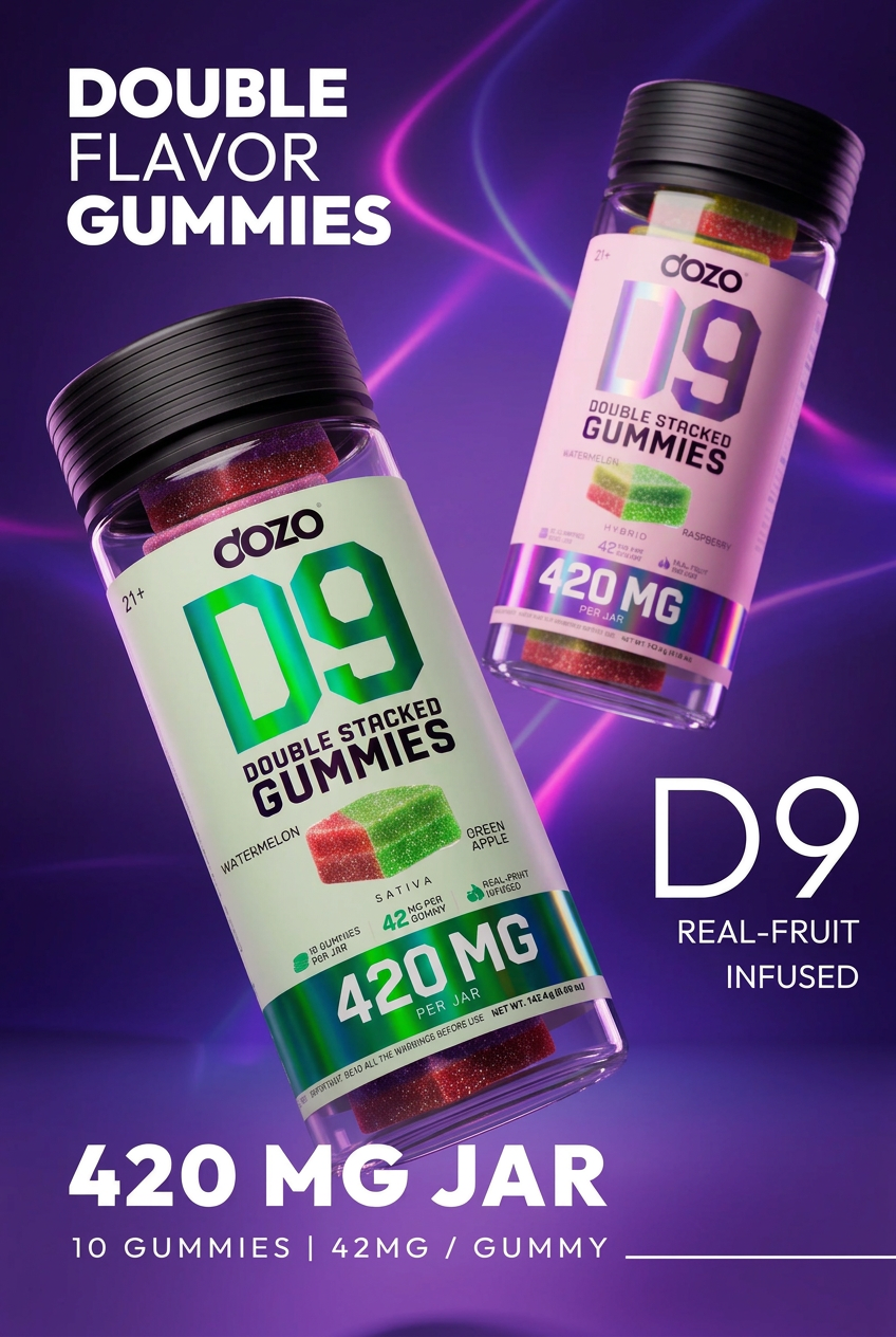 DOZO DOUBLE STACKED D9 GUMMIES 42MG (10CT) – Puff Love