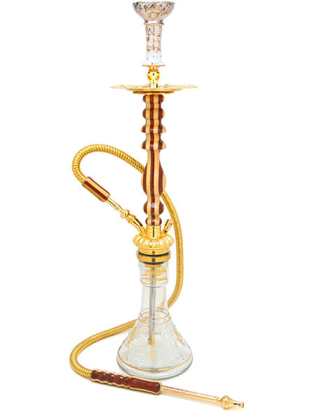 Khalil Mamoon 33" Gold Imperial Wood Hookah