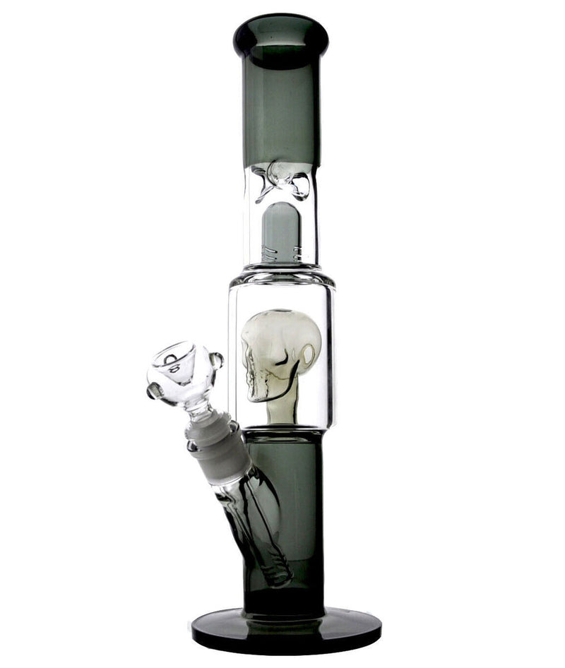 12" Skull With Matrix Perc Water Pipe
