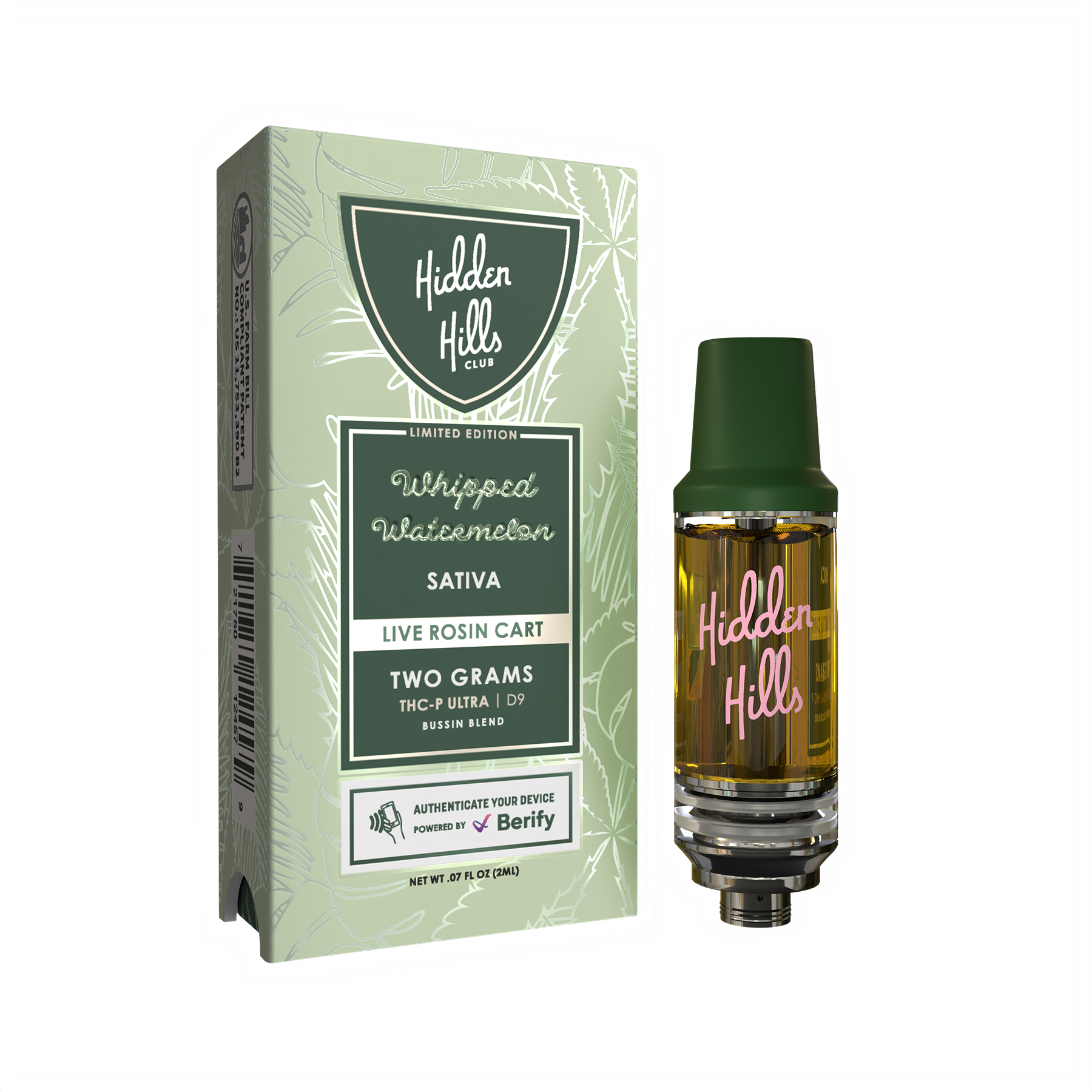 Hidden Hills 2G Live Rosin THCP/D9 Cartridge