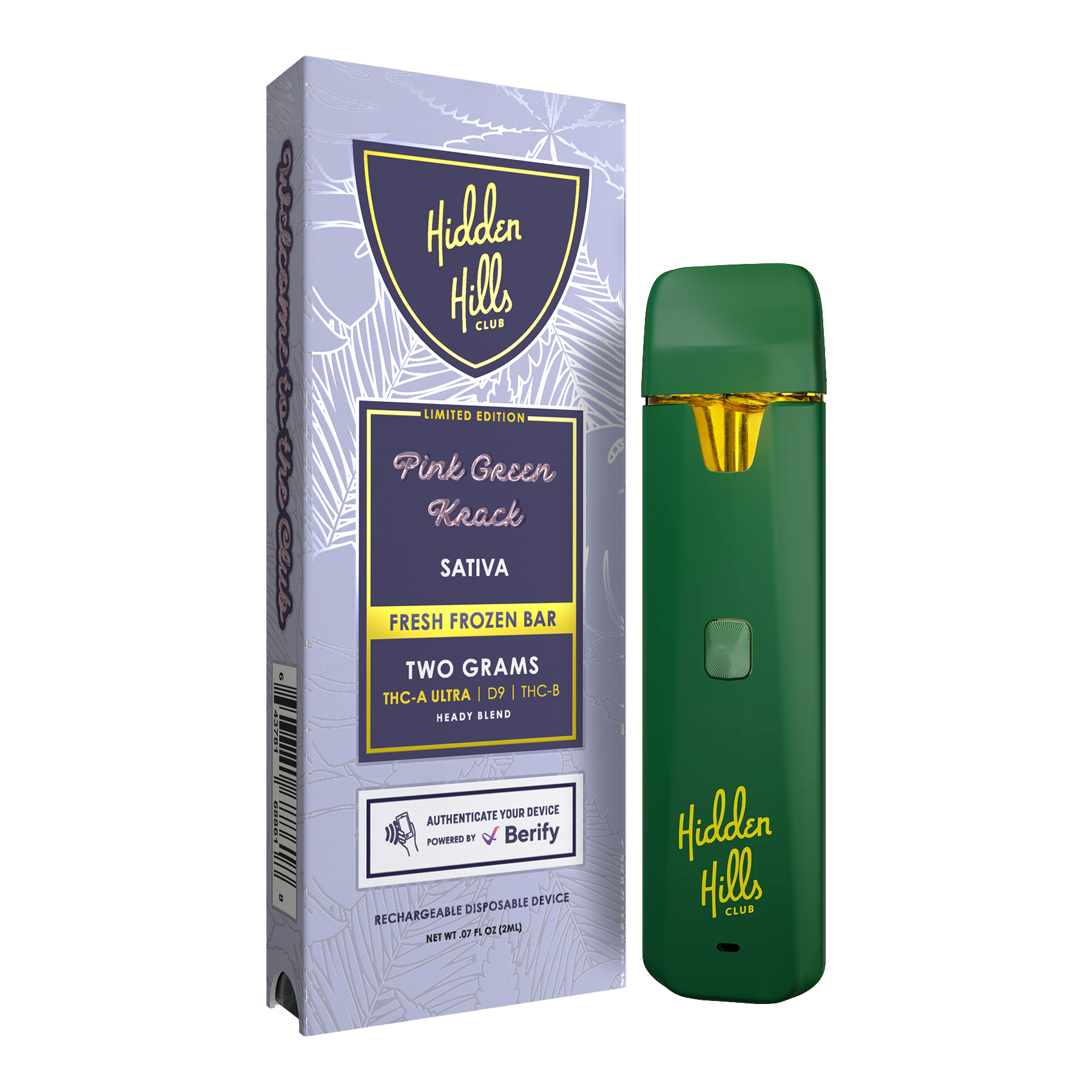 Hidden Hills Fresh Frozen Bar THCA Thcb D9 Disposable 2G