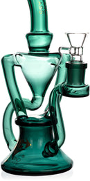 Diamond Glass 9" Teal Recycler Water Pipe