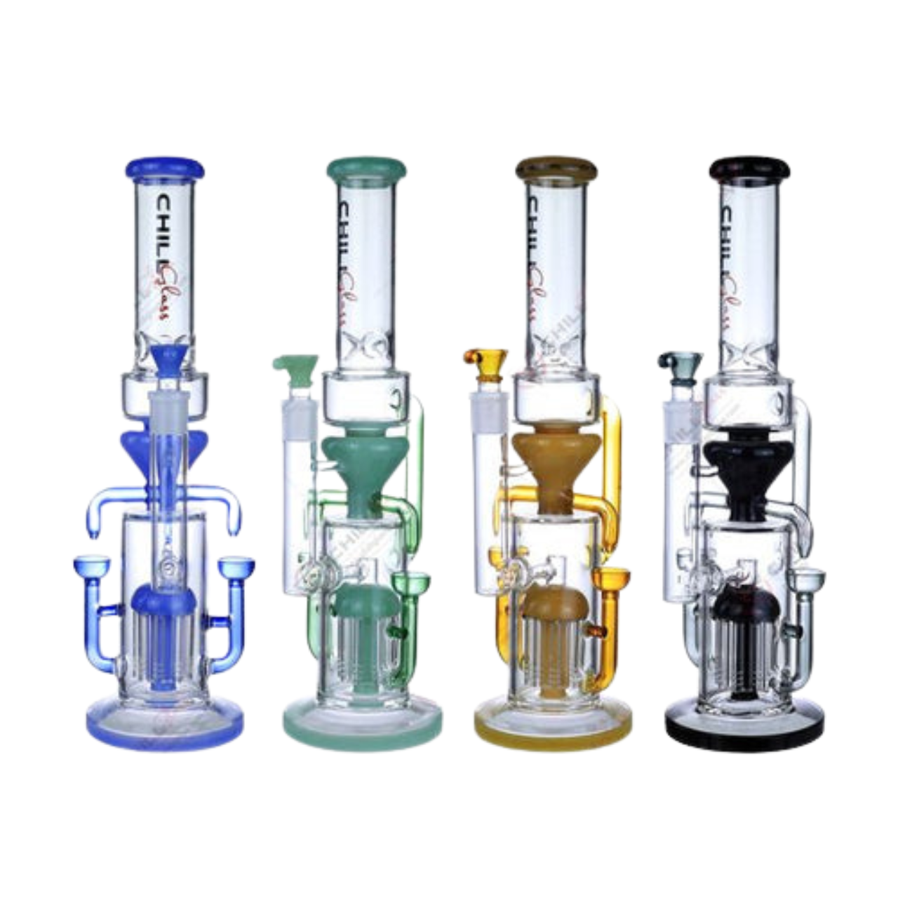 Chill Glass Double Pyramid Water Pipe 14.5"