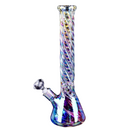 Stoned Glass Water Pipe Spiral Beaker Base Colored Top 6.5"