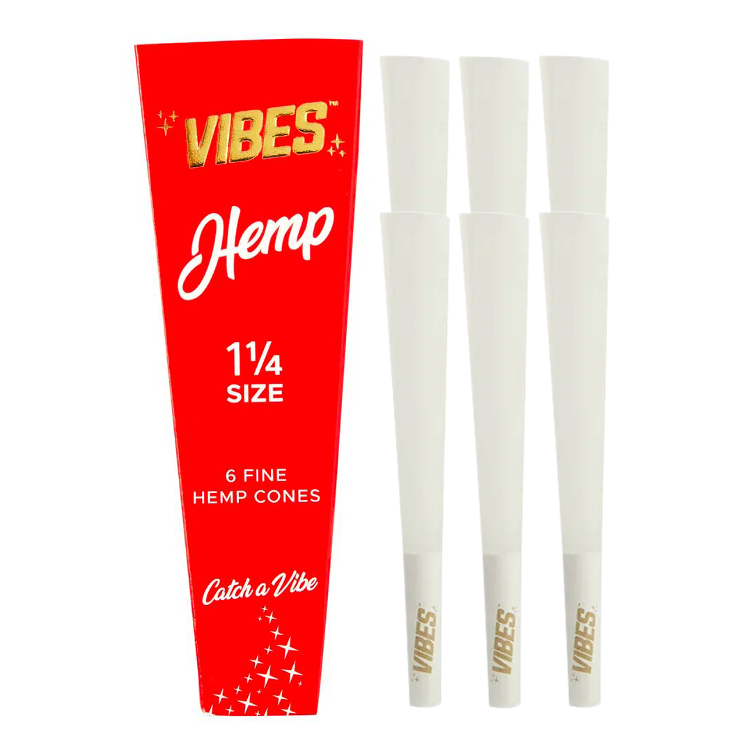 Vibes 1 1/4 Cones Hemp Red Box