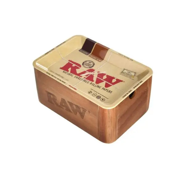 RAW - WOODEN CACHE W/ ROLLING TRAY LID