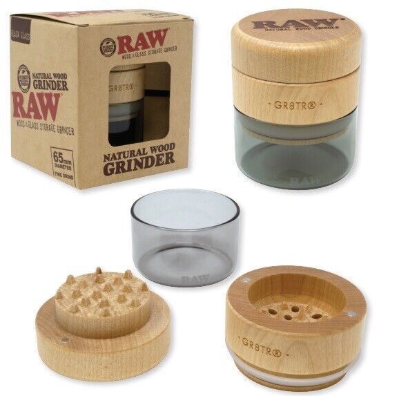 RAW 65Mm Natural Wood Grinder W/ Jar